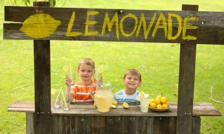 Using stock images - kids selling lemonade