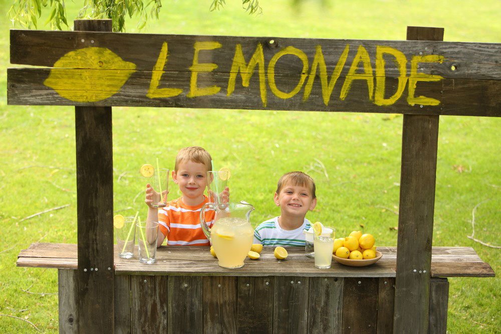 Using stock images - kids selling lemonade
