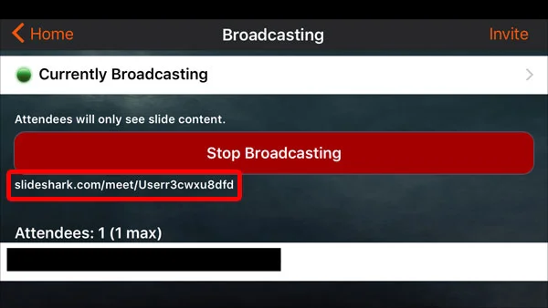 broadcast slides during a live presentation