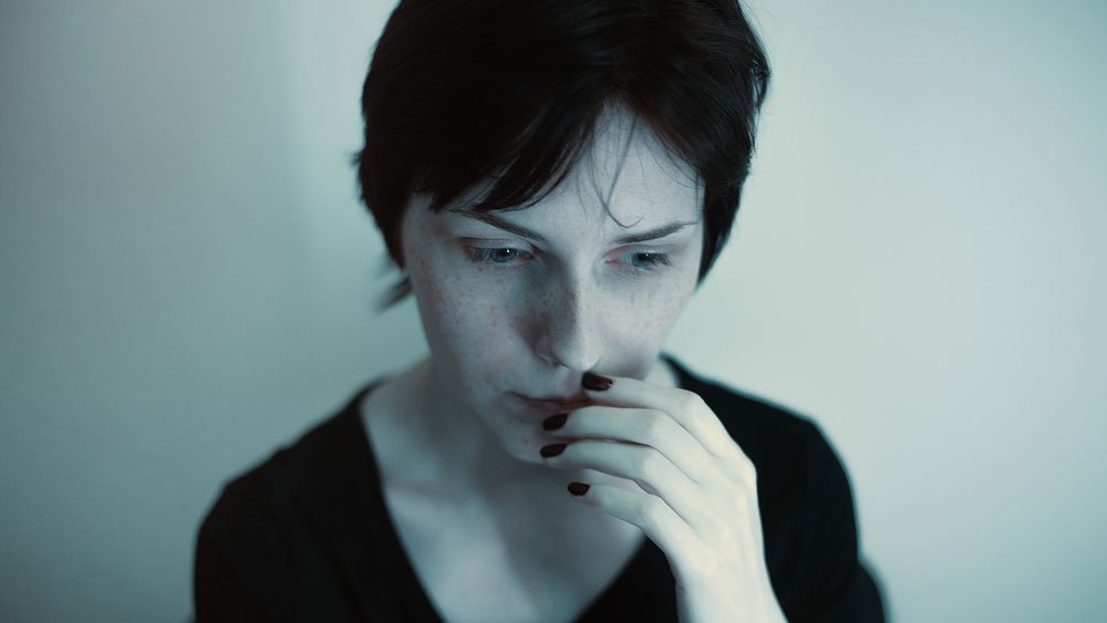 Anxious lady fear of public speaking