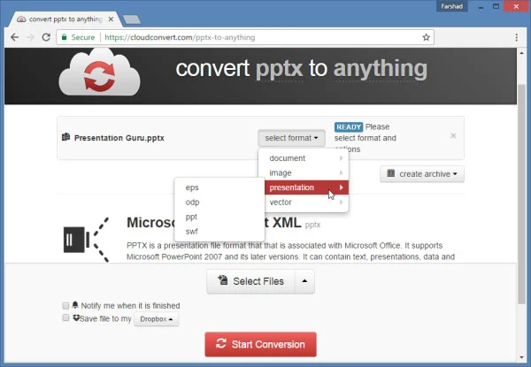 CloudConvert screenshot