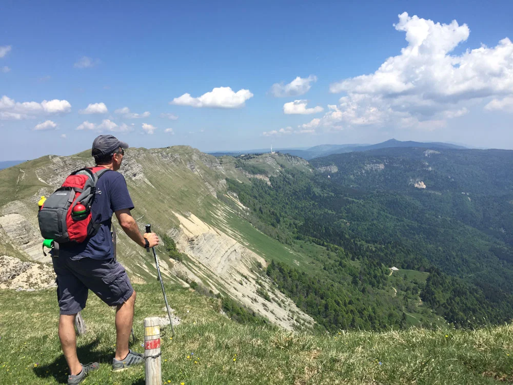 surveying the view from the mountains