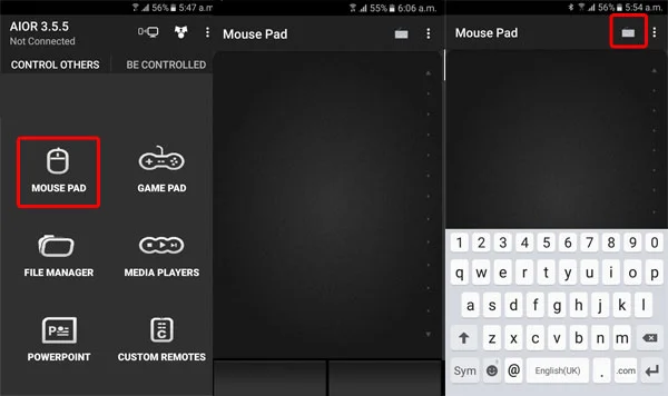 Turn android mouse into keypad screenshot