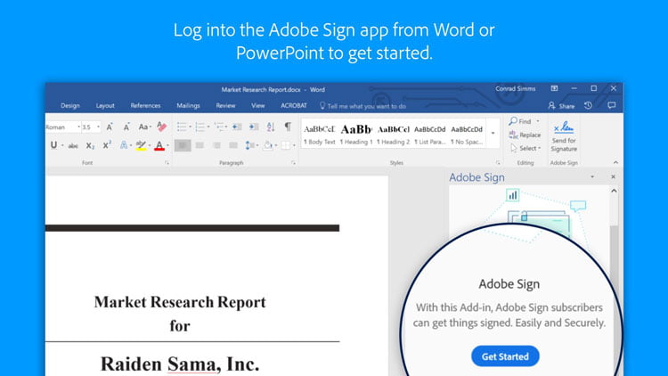 Adobe Sign for Word and PowerPoint screenshot