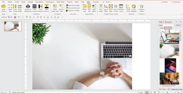 MLC powerpoint addin assets function screenshot