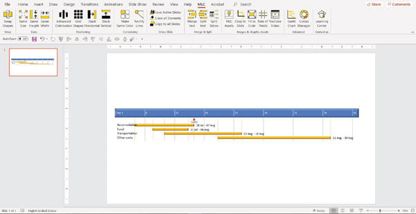 MLC powerpoint addin gantt chart function screenshot
