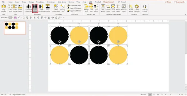 MLC powerpoint addin grid shapes function screenshot
