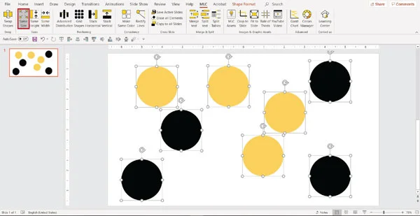 mlc powerpoint addin make same size function screenshot