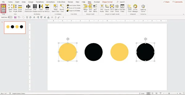 MLC powerpoint addin swap shapes function screenshot