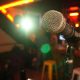 microphone set up in bar for comedy act