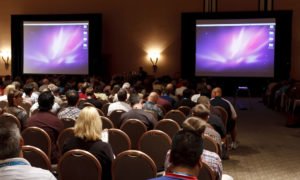 video presentation to seated audience