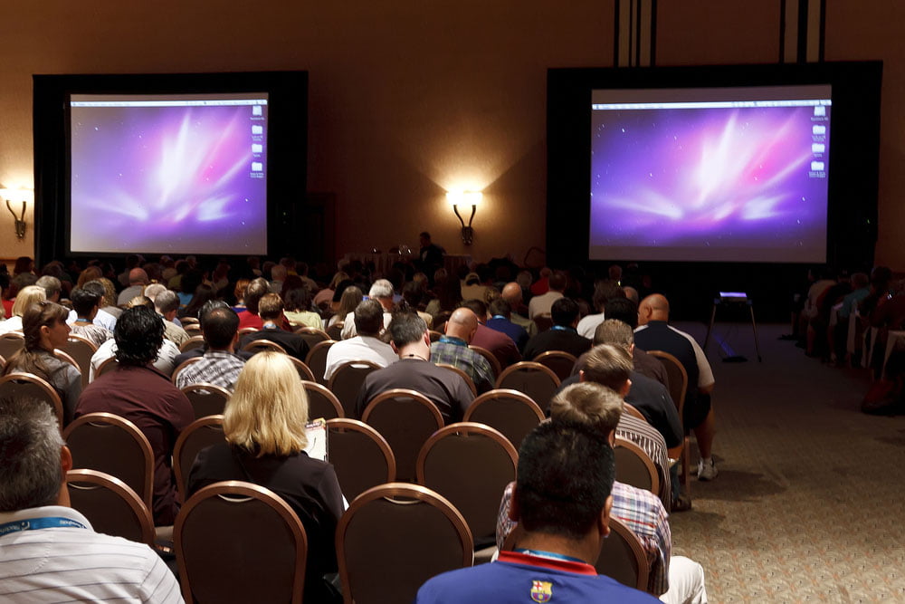 video presentation to seated audience