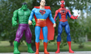 Incredible hulk superman and spiderman superhero figures