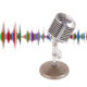 presentation guru storytelling podcast webinar microphone with coloured soundwaves