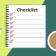 illustration of checklist on paper beside cup of tea